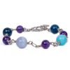 Gioielli Uomo Scalvini | Bracciale Uomo In Argento Con Ametista Viola, Apatite Blu, Calcedonio E Pietra Turchese