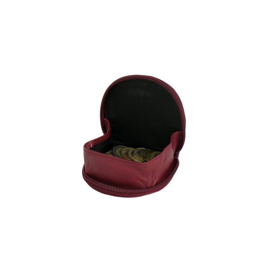 Accessori Scalvini | Portamonete Unisex In Pelle Rosso Bordeaux Scuro