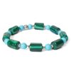 Gioielli Uomo Scalvini | Bracciale Uomo In Malachite Verde Con Pietre Turchese