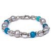 Gioielli Uomo Scalvini | Bracciale Uomo In Argento Con Pietre Turchese Arizzona,Apatite Blu E Perle