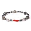 Gioielli Uomo Scalvini | Bracciale Uomo Con Labradorite E Corallo Rosso Naturale,Ematite E Agata Nera