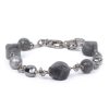 Gioielli Uomo Scalvini | Bracciale Uomo In Argento Con Quarzo Grigio,Labradorite E Perle Grigie